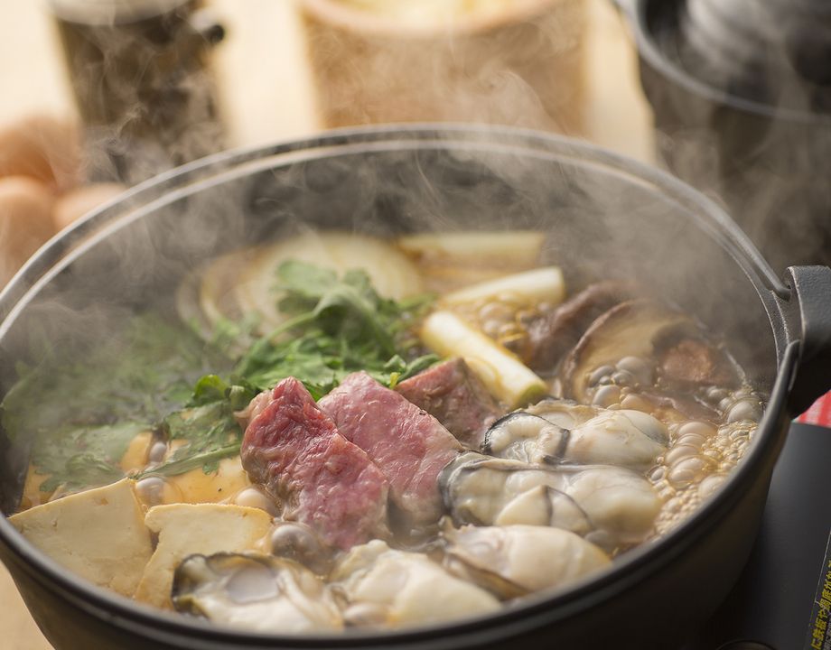 【おもてなしに！】大和牛とかきのお見合い鍋プラン全７品＋120分飲み放題(忘新年会 接待 貸切 )