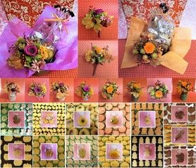 アンティーク風ブリキのミルク缶に入れたプリザーブドフラワーのブーケと秋の焼き菓子のギフトセット