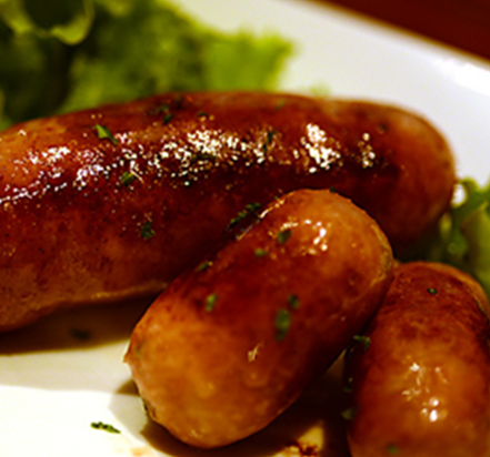 ブラジリアン生ソーセージ（ｽﾀﾝﾀﾞｰﾄﾞ&柚子胡椒、ﾋﾟﾘ辛）（2種盛800円　1種600円）