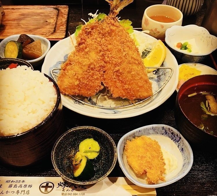 お刺身用のアジフライ御膳