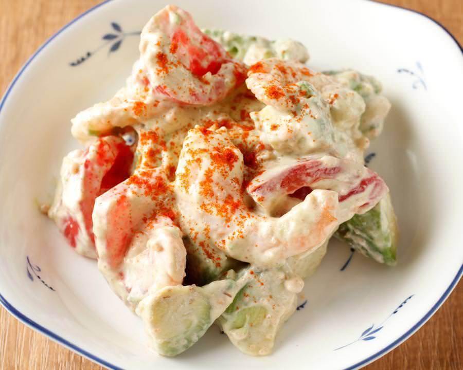 海老とアボカドの明太ソース 