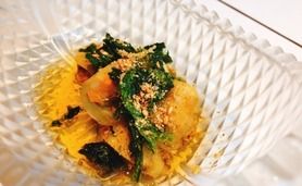 蒸し天然ホヤと乾燥アオサノリの甘酢がけ