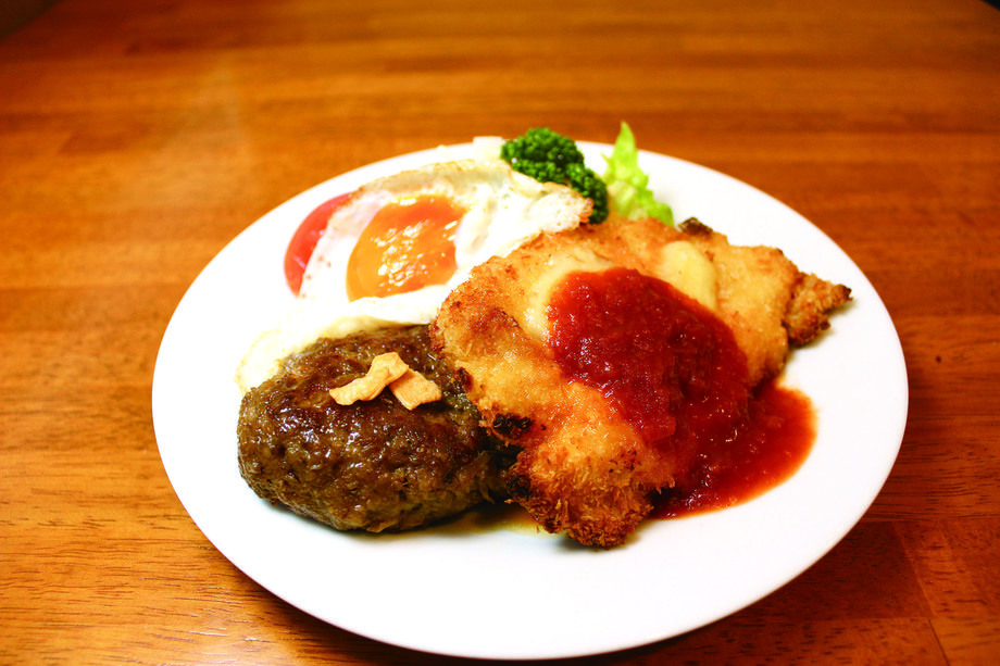 選べるハンバーグペアメニュー【ハンバーグガーリック醤油＆チキンカツ】（税込１１８０円）