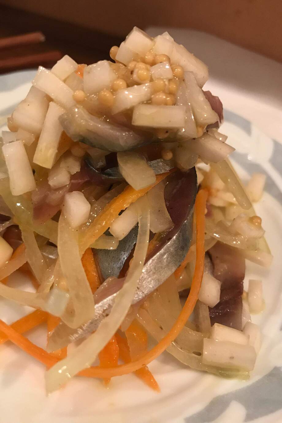 金華鯖と大根の粒マスタード和え