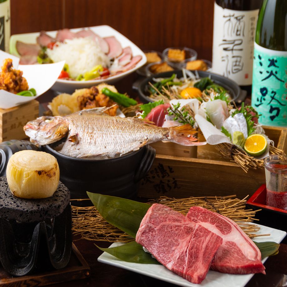 2時間飲み放題付き　料理8品「淡路島の食材満載！淡路牛のステーキコース」5,500円⇒4,500円 