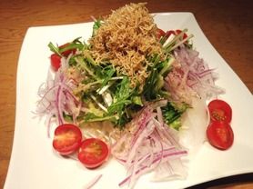 水菜と大根のハリハリじゃこサラダ