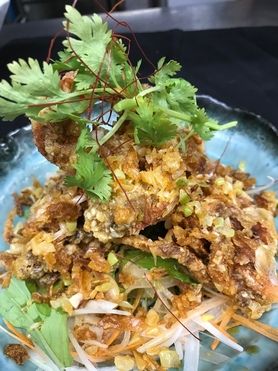 ソフトシェルクラブのスパイシー炒め