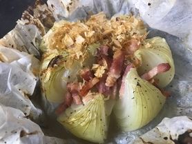 新玉ねぎとベーコンのオーブン焼き