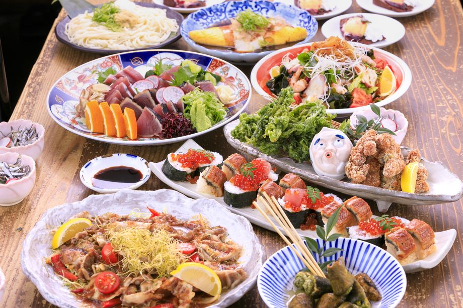 カツオとうつぼのタタキコース（5,000円（税込）  2時間飲み放題付）