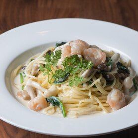 海老白味噌のクリームパスタ