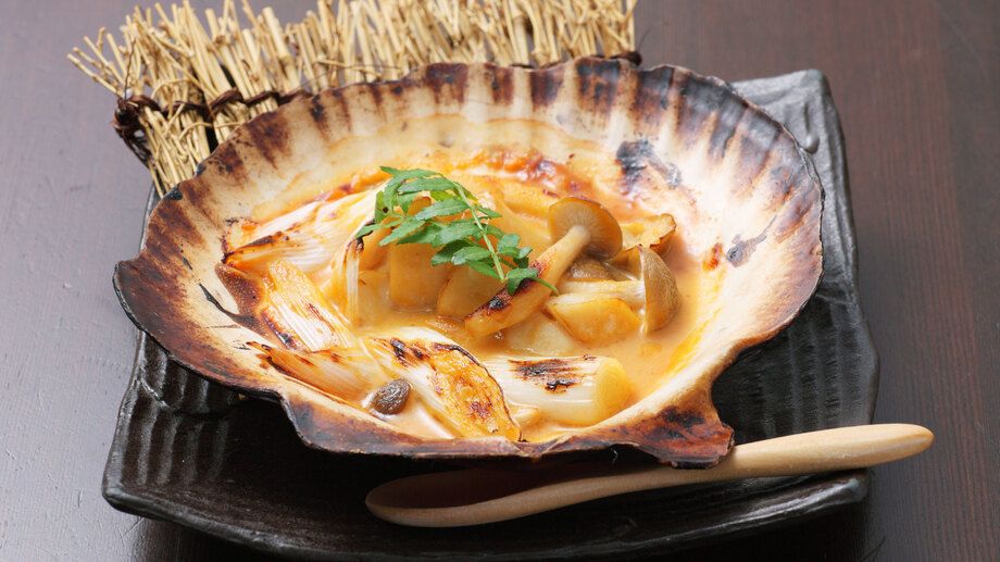 ホタテ貝柱のウニ焼（880）