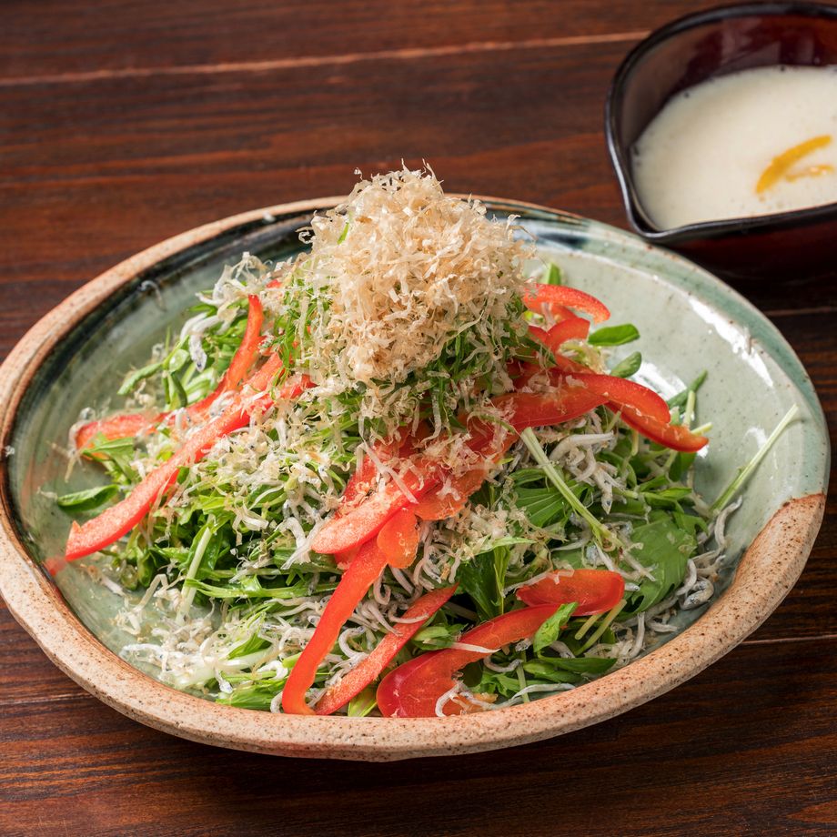 京水菜とシラスのサラダ