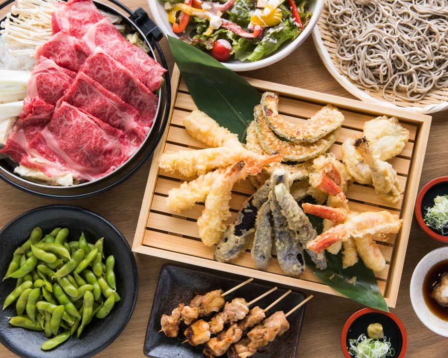 【豪華!忘年会】＜全10品＞120分飲放付【特選A5飛騨牛すき焼と冬の極上天ぷらコース】4545円税抜（4545円（税抜））