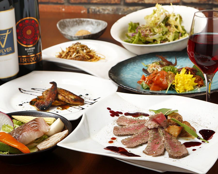 女子会・記念日【ローストビーフ・フォアグラなど贅沢に（全9品）】コース （3980円）