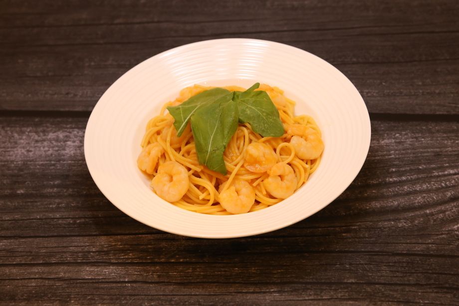 海老とルッコラのビスククリームパスタ