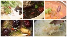 出汁は薬膳湯　5種類（薬膳鶏湯・麻辣湯　・黒胡麻坦々・牛骨コラーゲン・薬膳味噌・白湯鶏）からお選びいただけます。