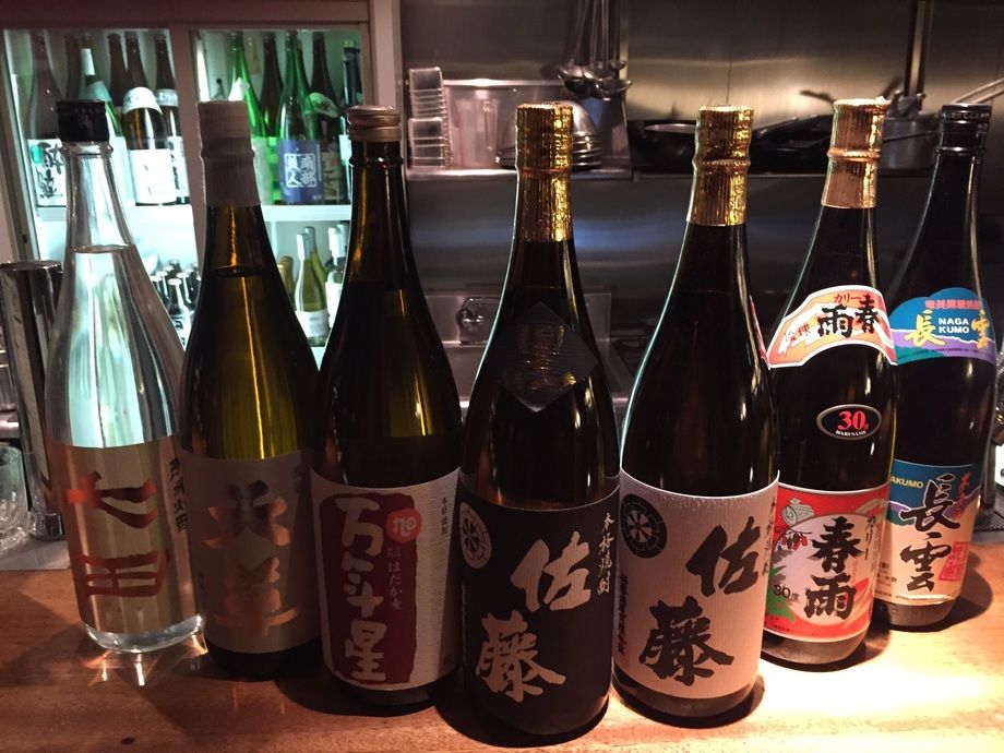 焼酎各種（芋、麦、米、黒糖、胡麻、泡盛）（290円〜）