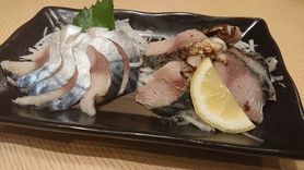 鯖二点盛り(〆鯖・薫製)