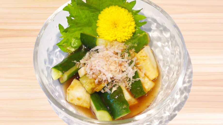 タタキ胡瓜の長芋梅ぽん酢