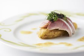 京都産焼き米茄子と柚子〆鯖・キャビア添え