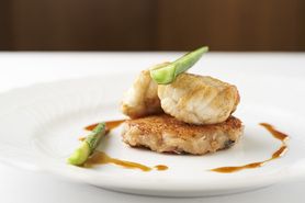 トラフグのポワレ　トラフグの焼きリゾット