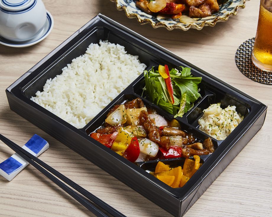 芳寿豚の黒酢炒め弁当