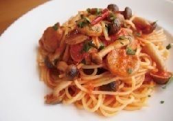 ピリ辛チョリソーとキノコのアラビアータ