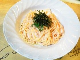 イカと大葉の明太子クリームパスタ