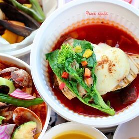 メカジキと帆立貝のモッツァレラチーズ焼　カプリ風