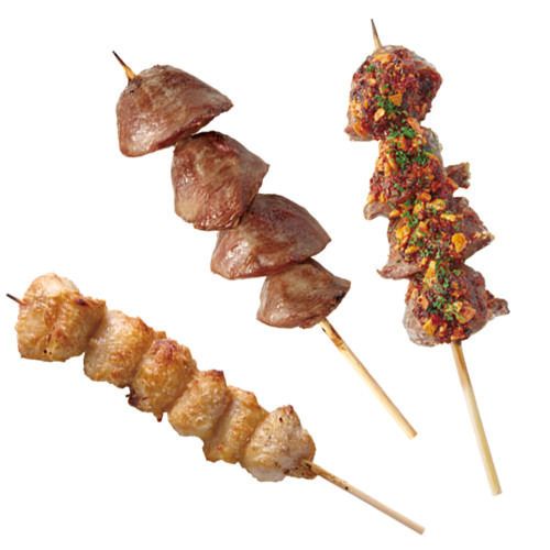 ぼんじり（たれ・塩）／砂肝（塩）／砂肝旨ラーがけ（190～240円）