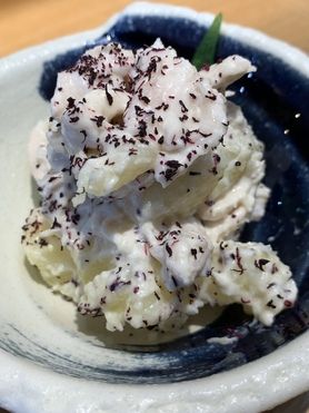 鶏ササミとじゃがいもの紫和え