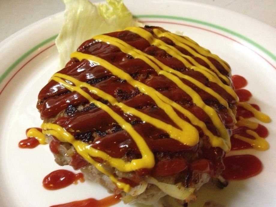 オススメせずには！いられない！自慢の人気No1メニュー！ポテトハンバーグ(ハッシュドポテトハンバーグ) 인기 No1 메뉴!  감자 햄버거 (해시 된 감자 햄버거)