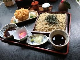 小柱と小海老のかき揚げ天ざる