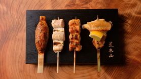 〈梅コース〉焼鳥6本と野菜串1本、前菜とサラダ　全10品