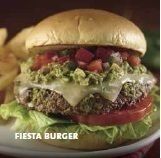 ◇フィエスタバーガー◇フレッシュのハラペーニョから作ったサルサ、モントレージャックチーズ、ワカモレ、ピコデガロを挟んだまさにフィエスタ（お祭り）を味わえるバーガー。