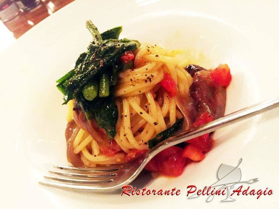 冷製スパゲッティ　生ホタルイカと葉わさび　グラッパの風味と共に（1600）