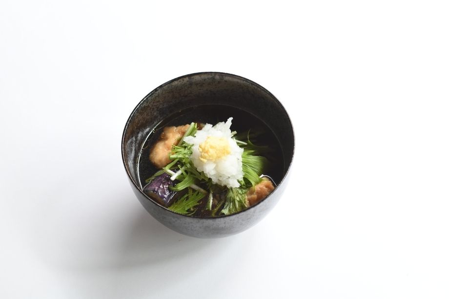 若鶏と茄子の生姜みぞれ揚げ出し