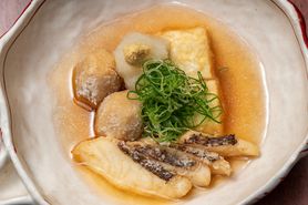 真鯛と海老芋の揚げ出汁豆富