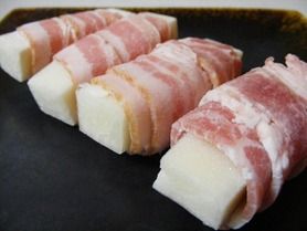 姉ちゃんの手巻きの大人気「もちベーコン巻き」　누나의 손으로 감는 대인기 「떡 베이컨」