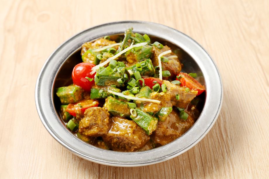 オクラと肉の料理