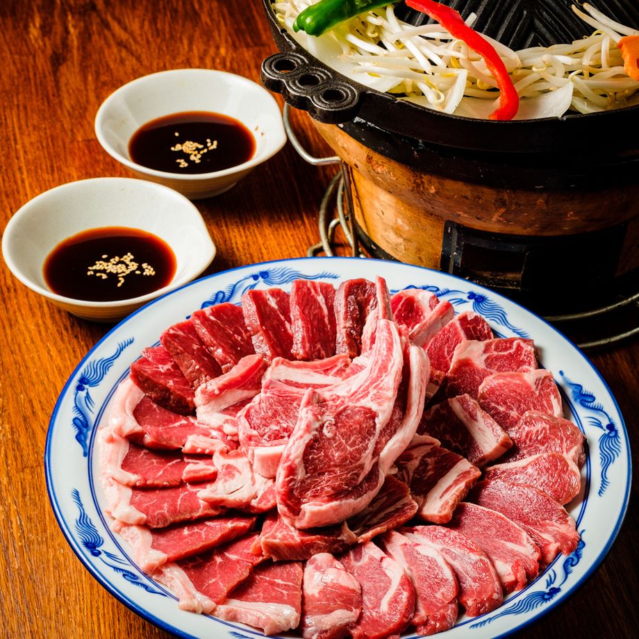 ◆デートや宴会におすすめ！【プレミアムジンギスカンコース】『2時間飲み放題付』6種の羊肉でジンギスカン♪全13品 7,980円！