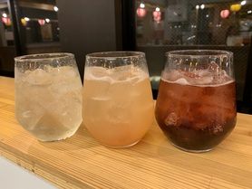 ライチソーダ、ピーチフルーツミックスソーダ、ワイルドベリーソーダ