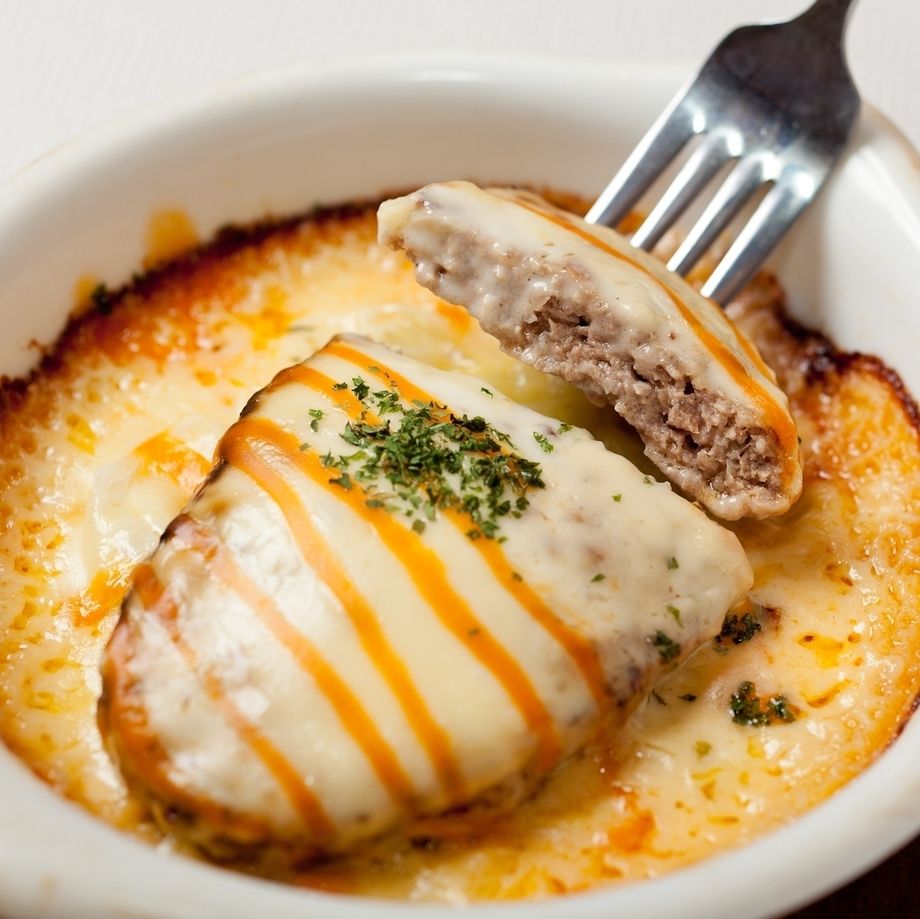 合挽きつくねハンバーグの濃厚チーズ焼き