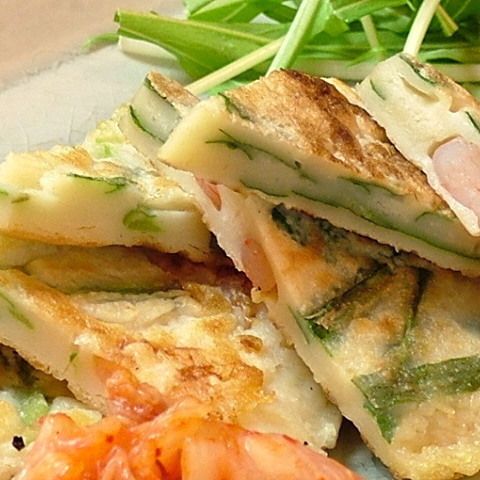 海鮮チヂミキムチ添え