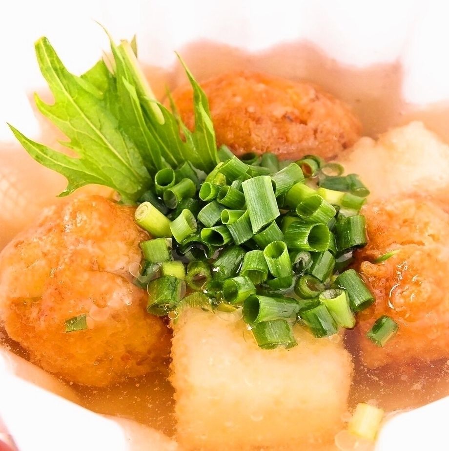 海老とイカの手作りしんじょととうふの揚げ出し