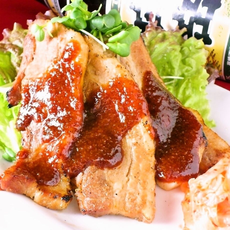 厚切り焼き豚の辛みそサラダ