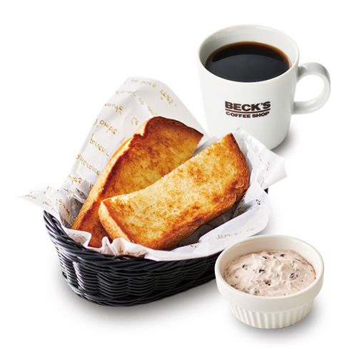 ②バタートースト＋ 小倉クリームチーズホイップセット（ドリンク付）