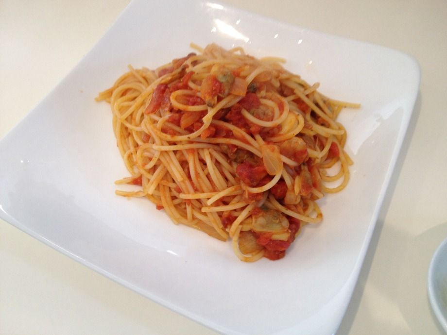 シーフードのアラビアータ