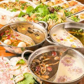 【ランチ予約限定】2種の薬膳出汁で楽しむ　女子会薬膳火鍋コース（三元豚）