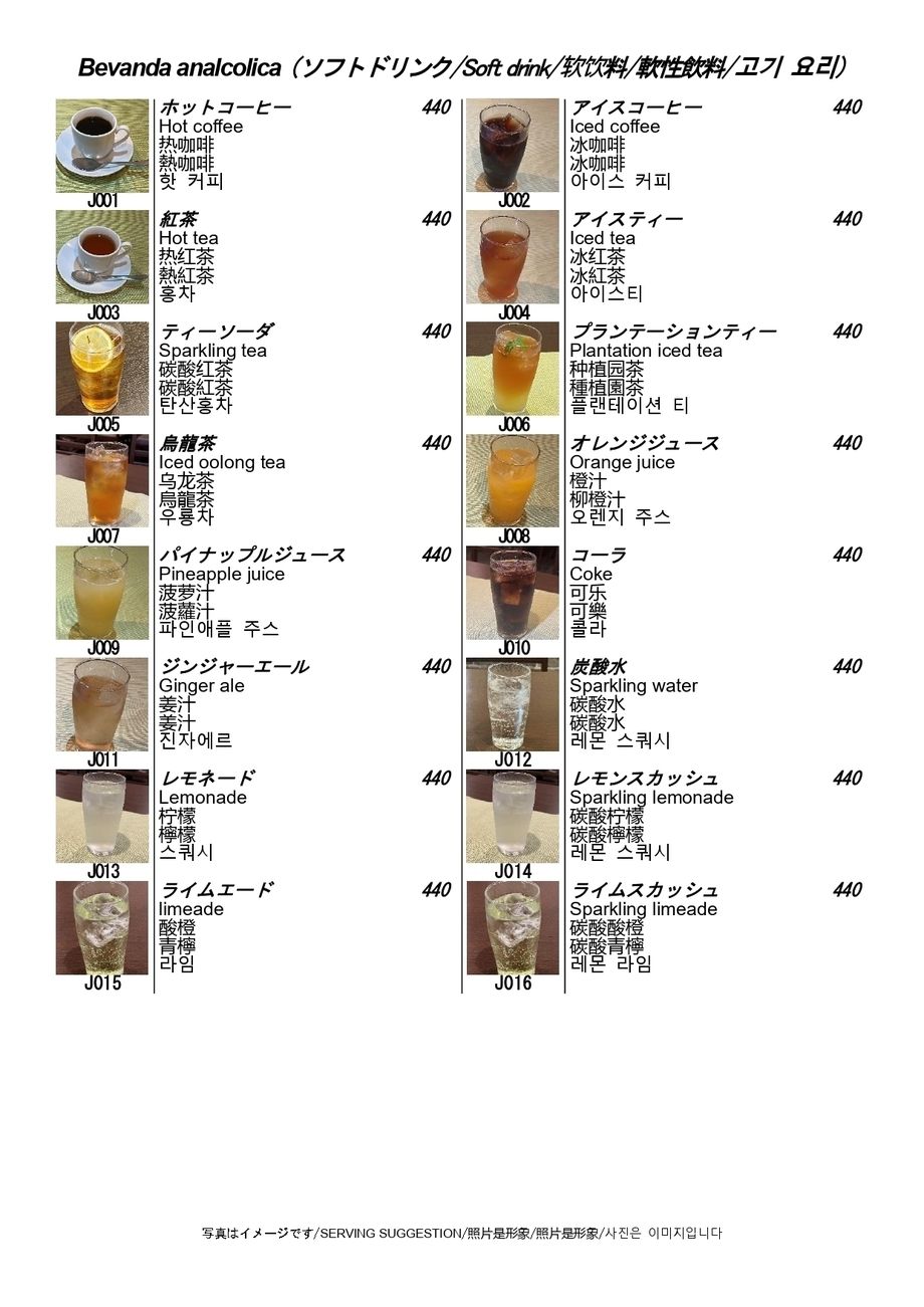 ソフトドリンク（440円）